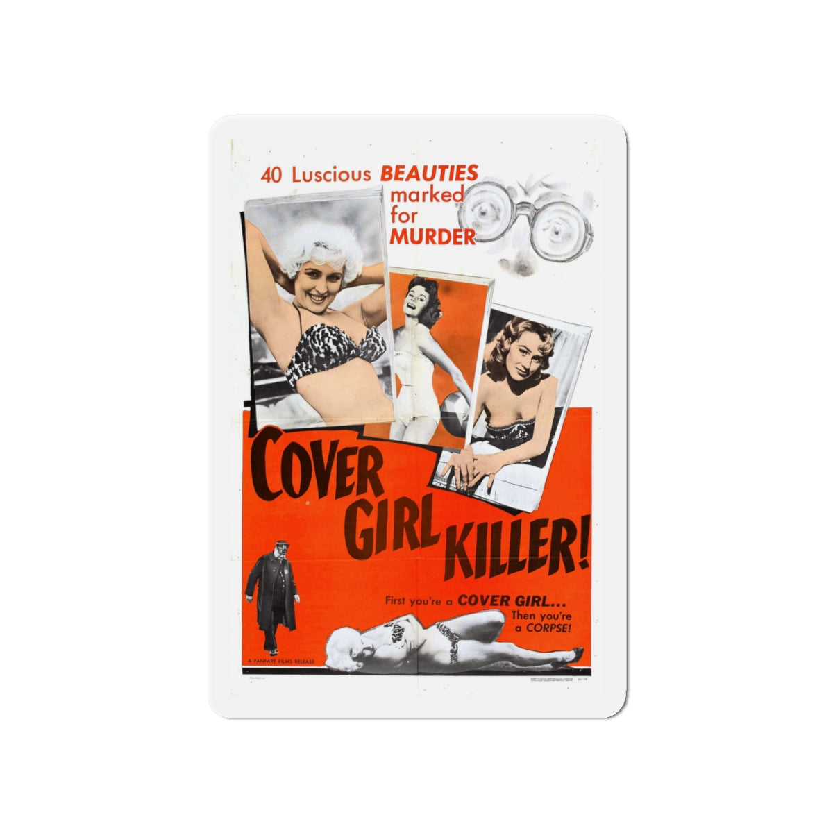 COVER GIRL KILLER 1959 Movie Poster - Die-Cut Magnet-4" x 4"-The Sticker Space