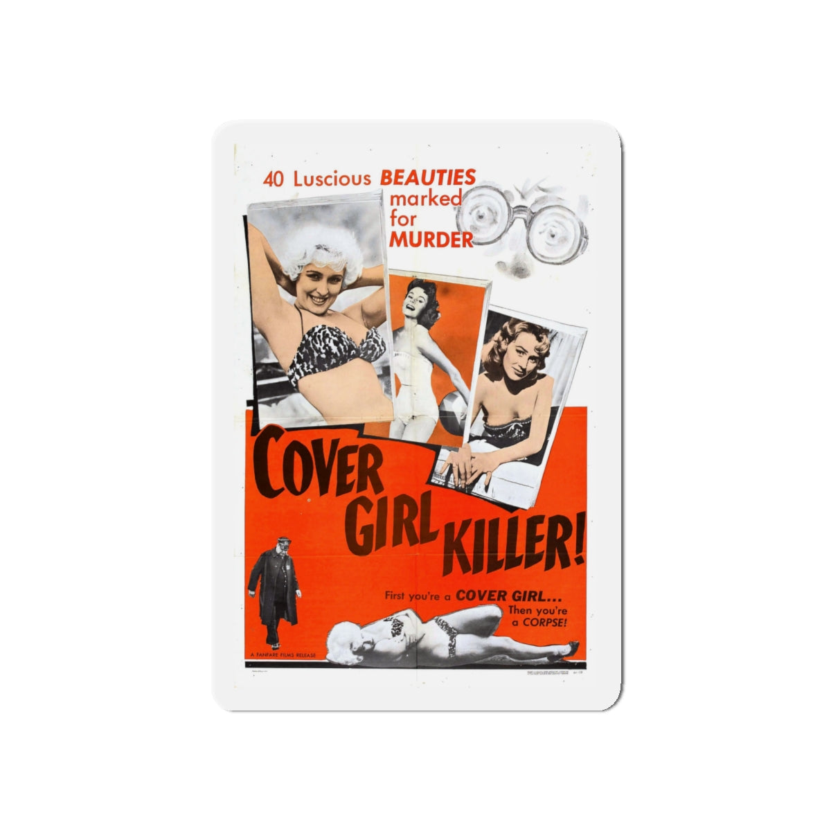 COVER GIRL KILLER 1959 Movie Poster - Die-Cut Magnet-5" x 5"-The Sticker Space