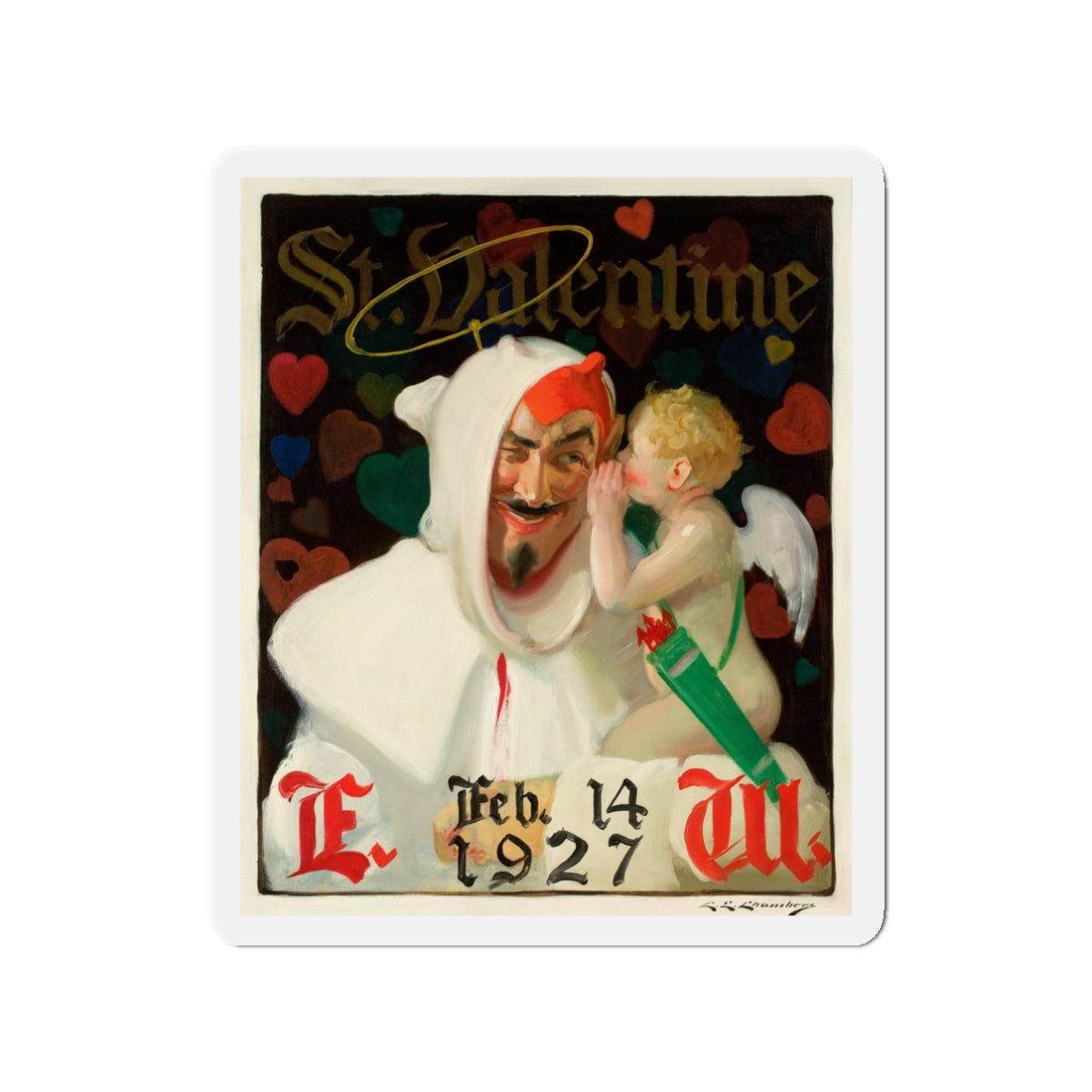 Cover illustration - St. Valentine's Day, 1927 (Magazine Illustration) Refrigerator Magnet-3" x 3"-The Sticker Space