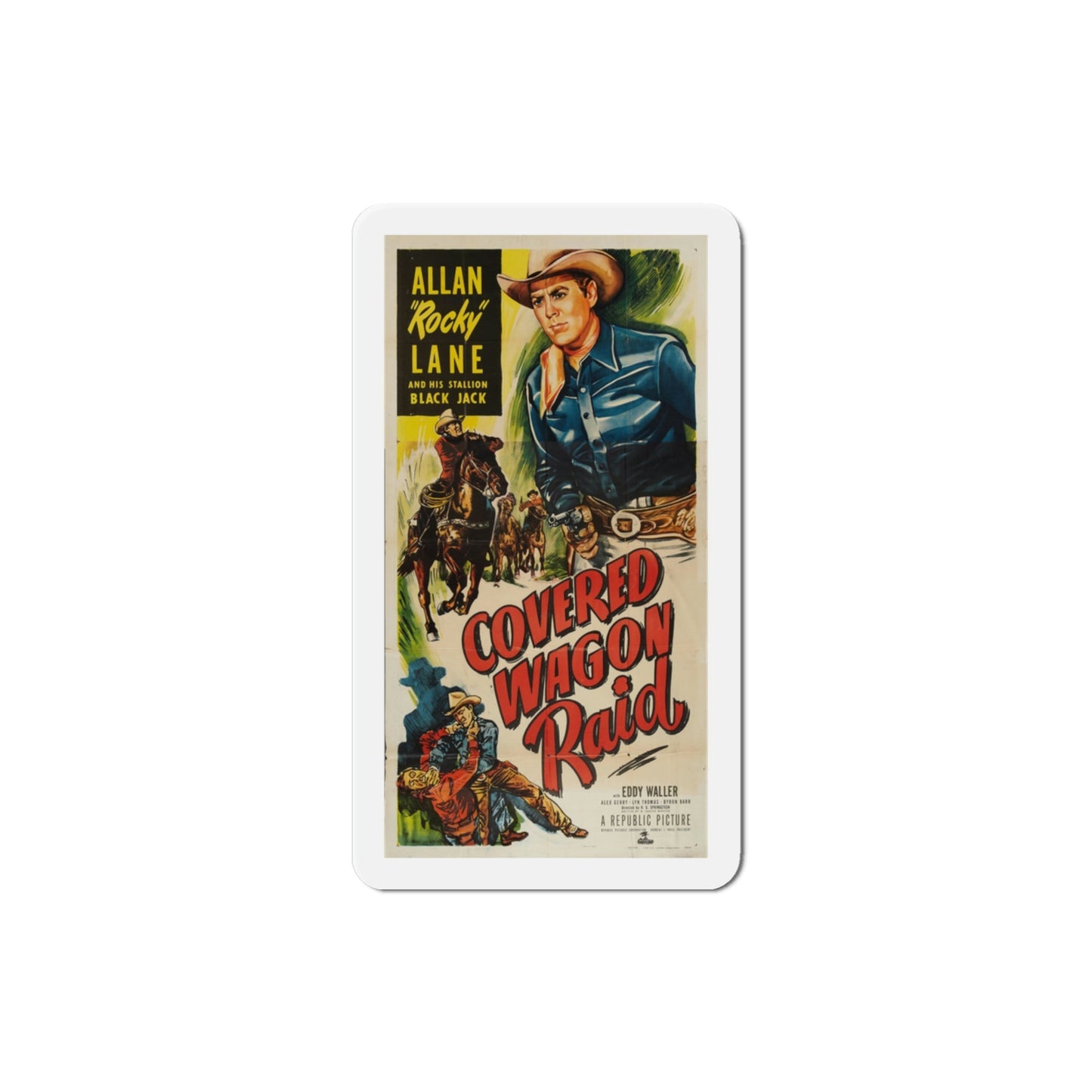 Covered Wagon Raid 1950 Movie Poster Die-Cut Magnet-3 Inch-The Sticker Space