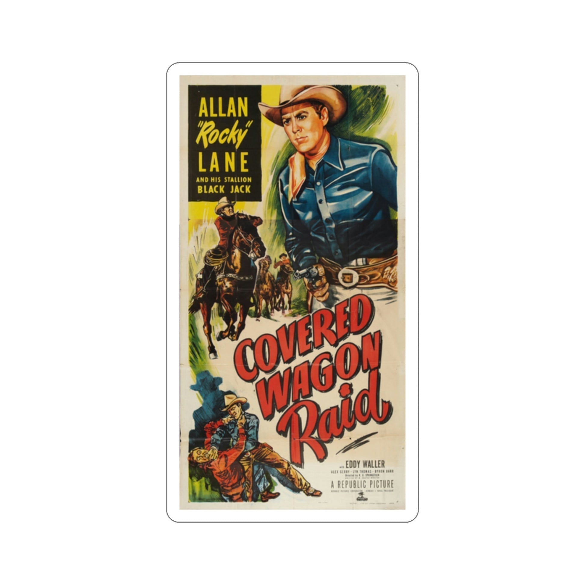 Covered Wagon Raid 1950 Movie Poster STICKER Vinyl Die-Cut Decal-2 Inch-The Sticker Space