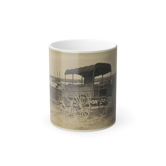 Covered Wagon With Side Curtains Rolled Up at a Military Facility (U.S. Civil War) Color Morphing Mug 11oz-11oz-The Sticker Space