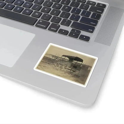 Covered Wagon With Side Curtains Rolled Up at a Military Facility (U.S. Civil War) STICKER Vinyl Kiss-Cut Decal - The Sticker Space