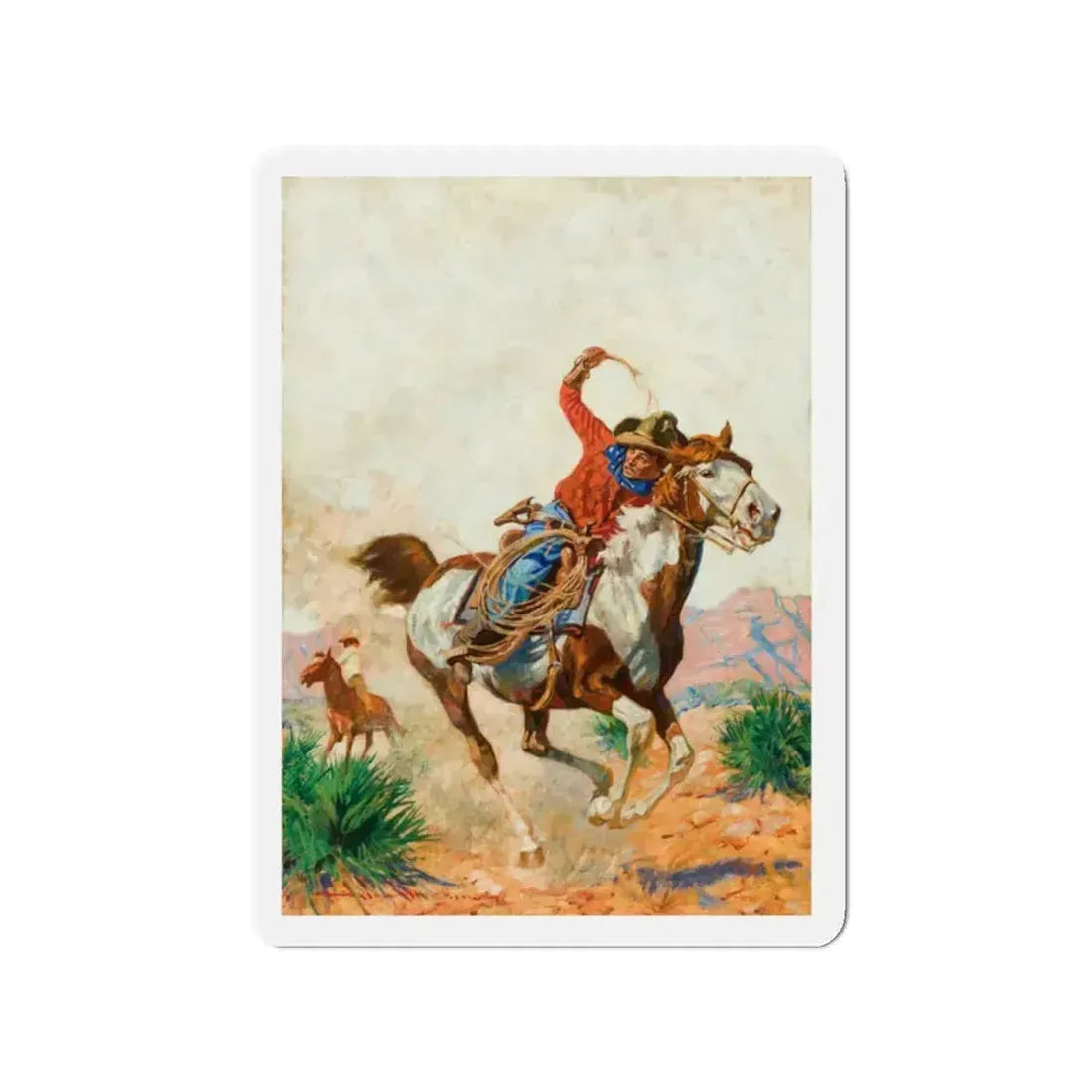 Cowboy (Magazine Illustration) Refrigerator Magnet 2 Inch Die-Cut - The Sticker Space