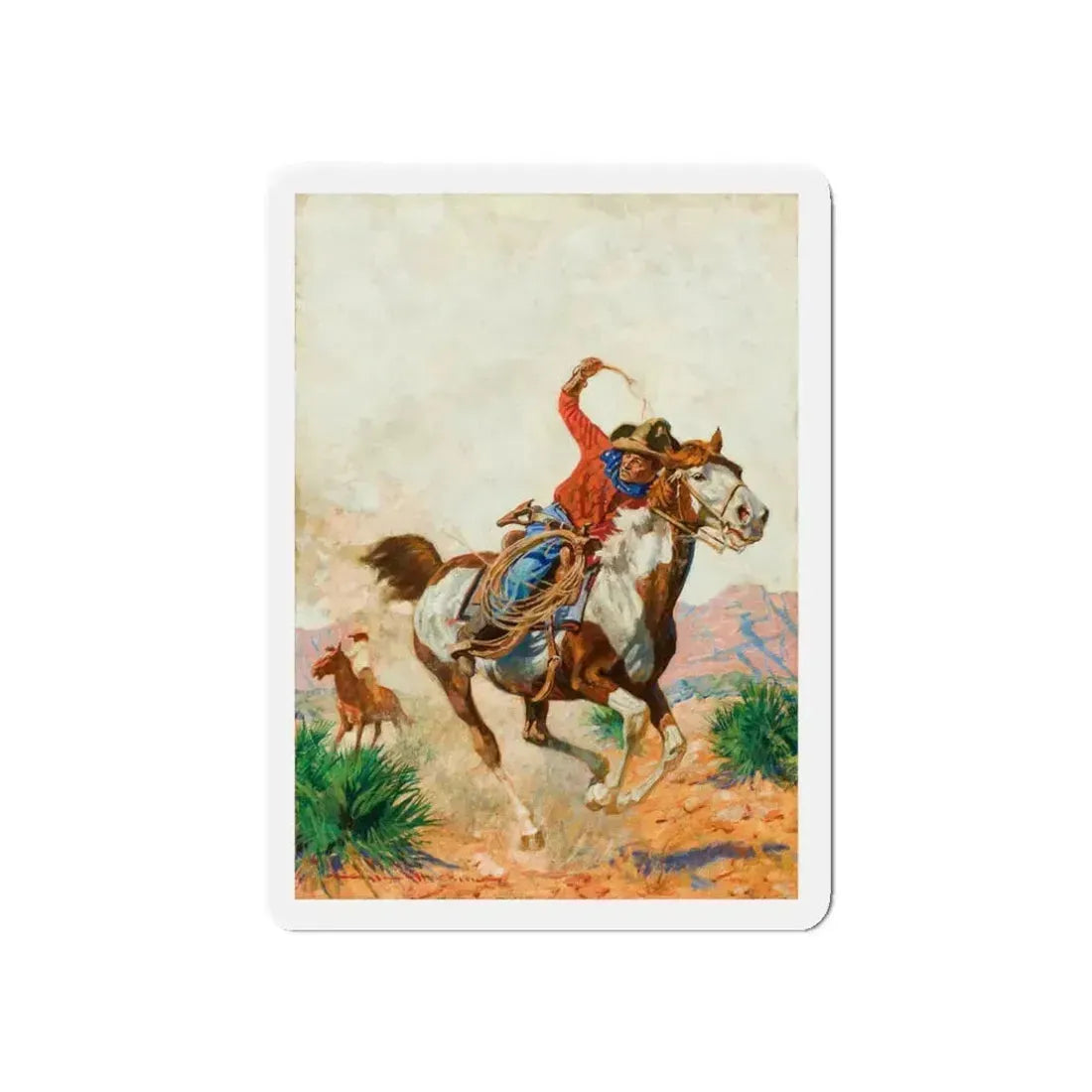 Cowboy (Magazine Illustration) Refrigerator Magnet 3 Inch Die-Cut - The Sticker Space
