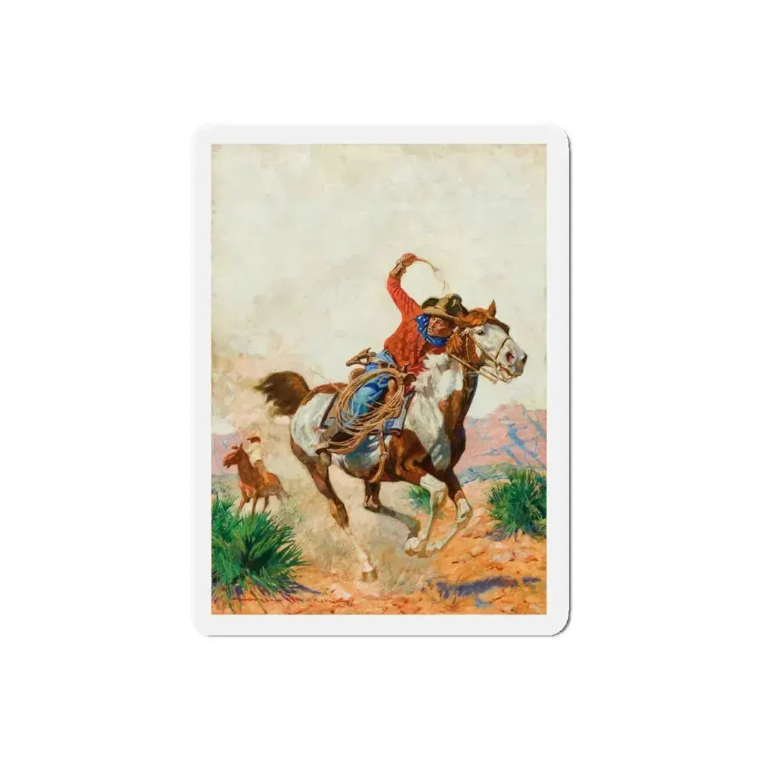 Cowboy (Magazine Illustration) Refrigerator Magnet 5 Inch Die-Cut - The Sticker Space