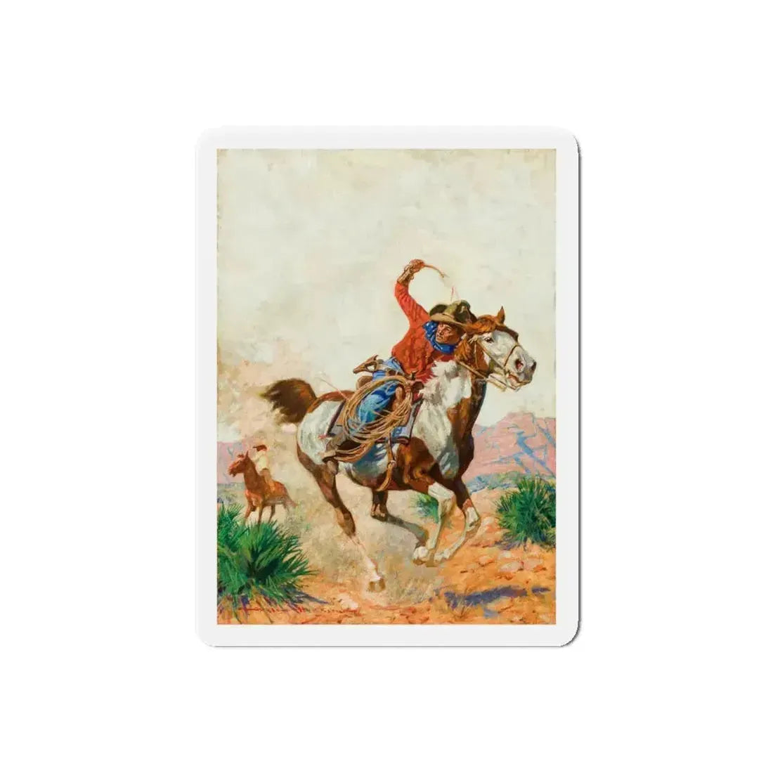 Cowboy (Magazine Illustration) Refrigerator Magnet 6 Inch Die-Cut - The Sticker Space