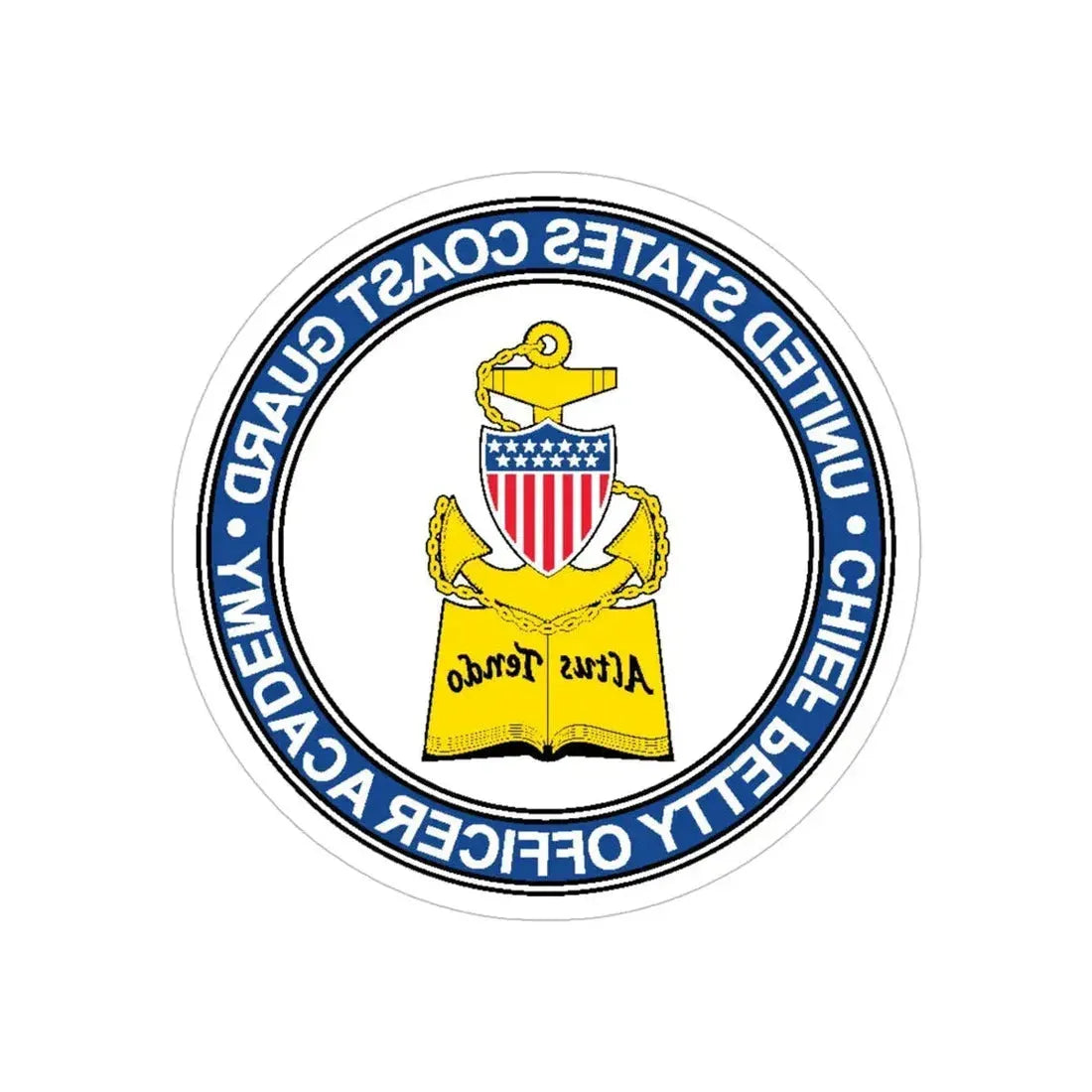 CPO Academy (U.S. Coast Guard) REVERSE PRINT Transparent Die-Cut STICKER 5 Inch Die-Cut Transparent - The Sticker Space