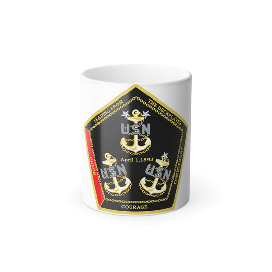 CPO Coin Octagon with 3 chiefs anchors (U.S. Navy) Color Changing Mug 11oz-11oz-The Sticker Space