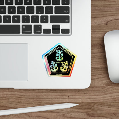 CPO Coin Octagon with 3 chiefs anchors (U.S. Navy) Holographic STICKER Die-Cut Vinyl Decal-The Sticker Space