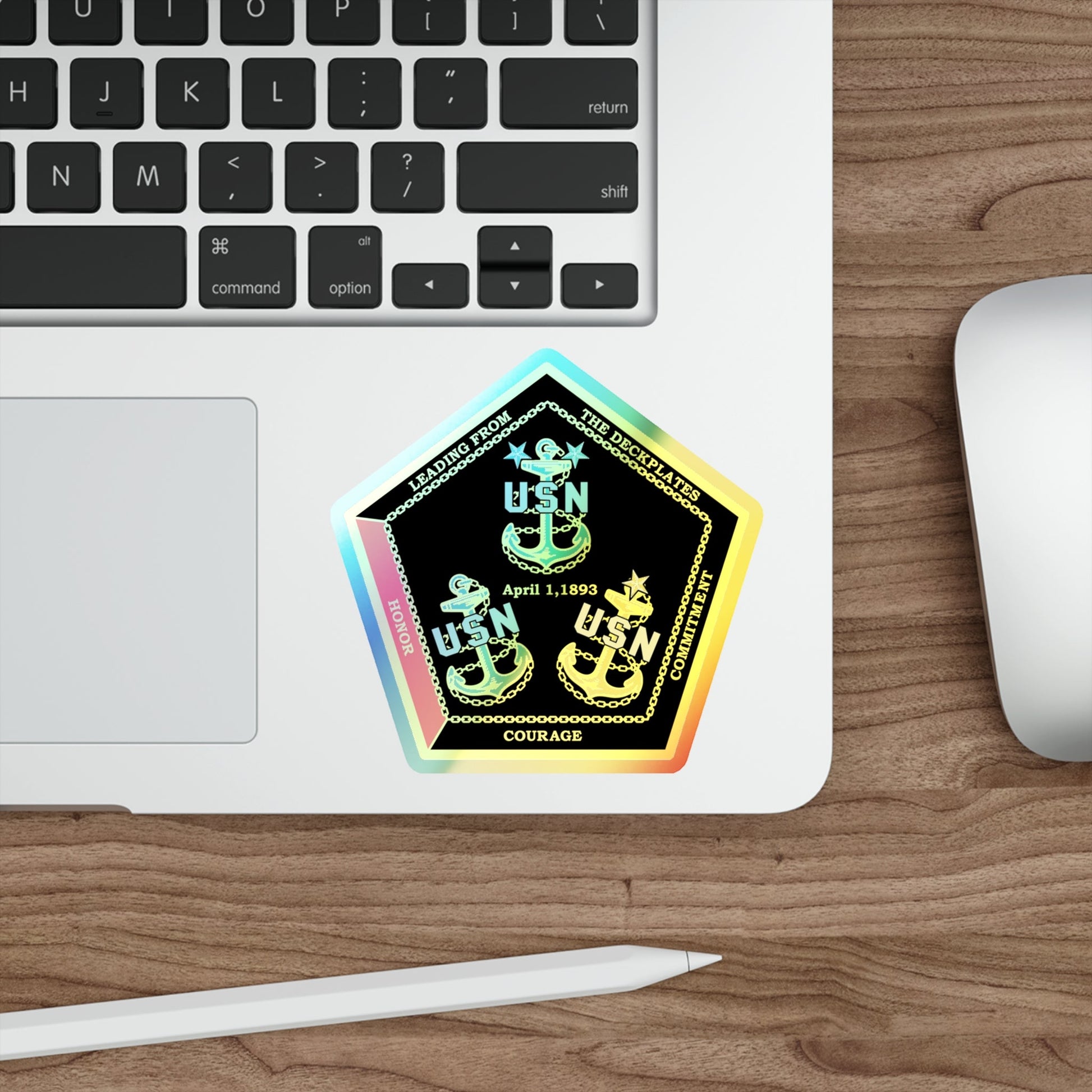 CPO Coin Octagon with 3 chiefs anchors (U.S. Navy) Holographic STICKER Die-Cut Vinyl Decal-The Sticker Space