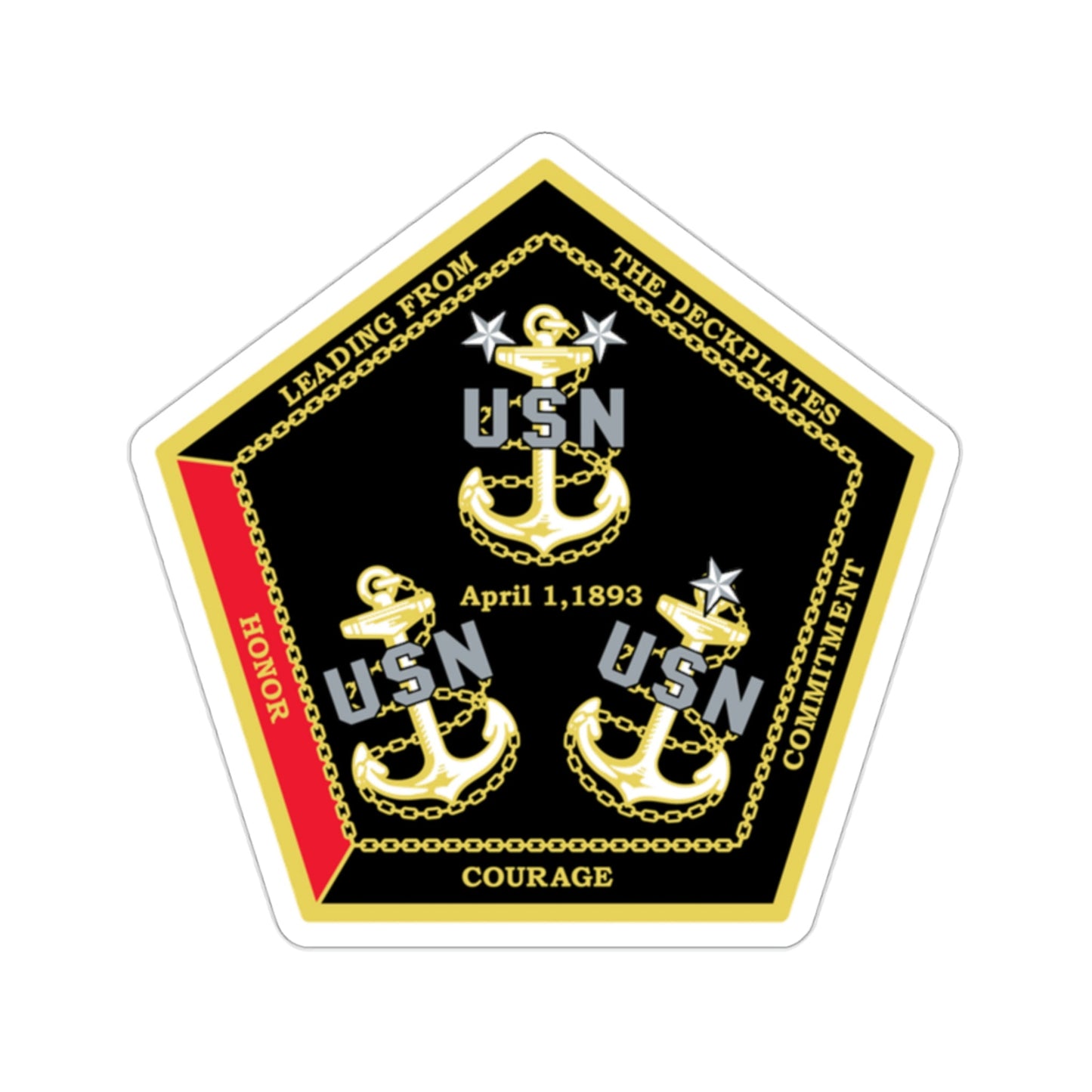 CPO Coin Octagon with 3 chiefs anchors (U.S. Navy) STICKER Vinyl Die-Cut Decal-2 Inch-The Sticker Space