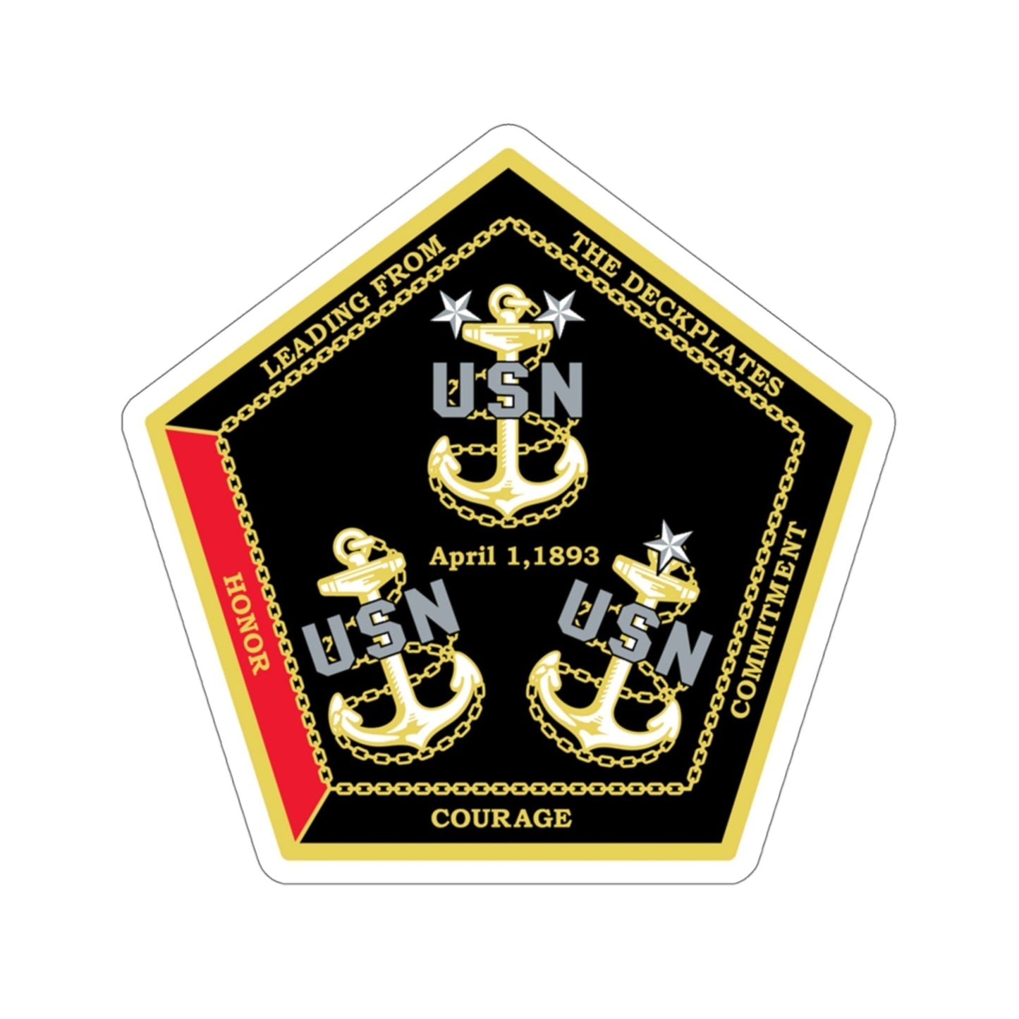 CPO Coin Octagon with 3 chiefs anchors (U.S. Navy) STICKER Vinyl Die-Cut Decal-4 Inch-The Sticker Space