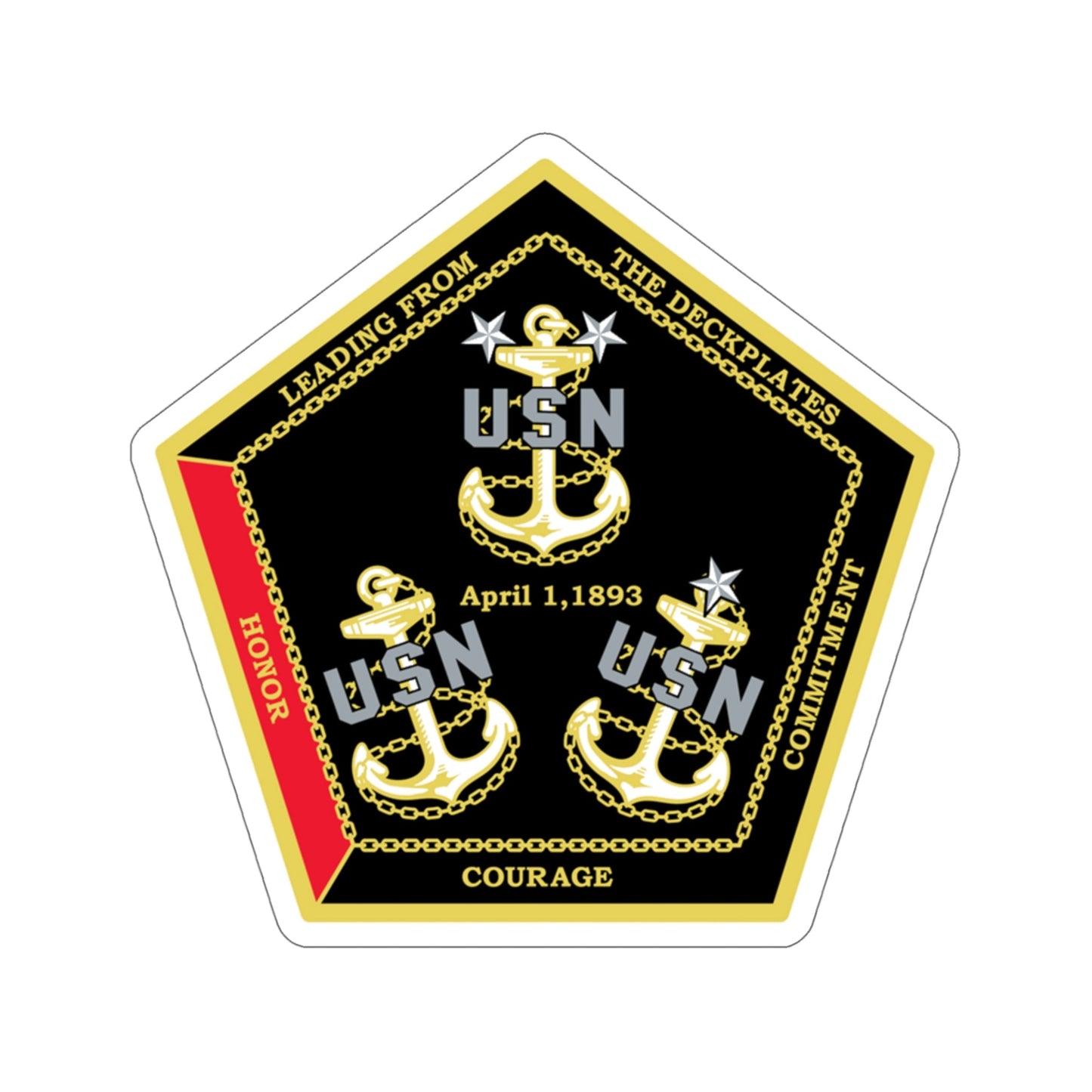 CPO Coin Octagon with 3 chiefs anchors (U.S. Navy) STICKER Vinyl Die-Cut Decal-5 Inch-The Sticker Space