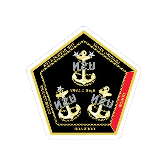 CPO Coin Octagon with 3 chiefs anchors (U.S. Navy) REVERSE PRINT Transparent Die-Cut STICKER 2 Inch Die-Cut Transparent - The Sticker Space