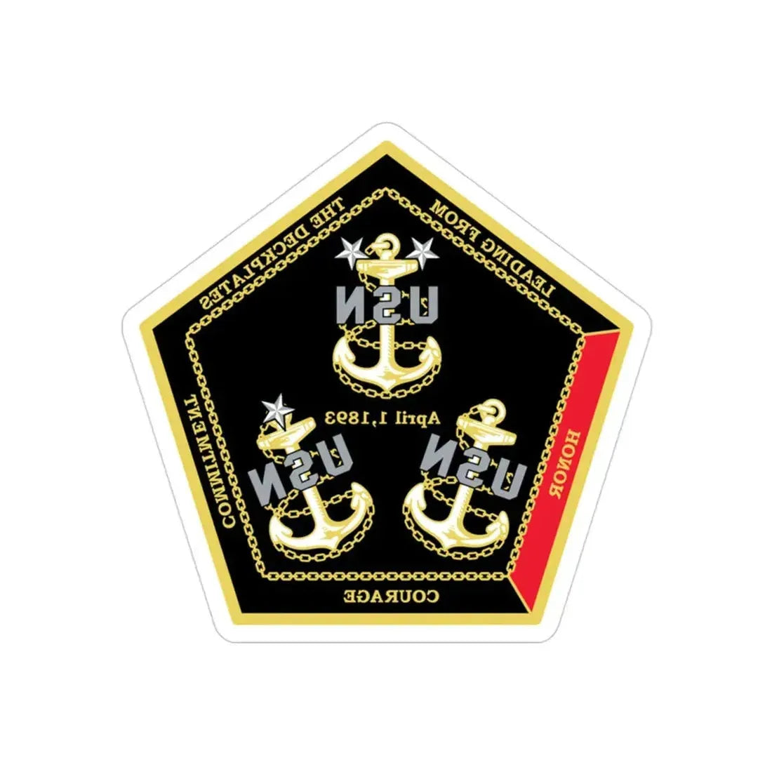 CPO Coin Octagon with 3 chiefs anchors (U.S. Navy) REVERSE PRINT Transparent Die-Cut STICKER 3 Inch Die-Cut Transparent - The Sticker Space
