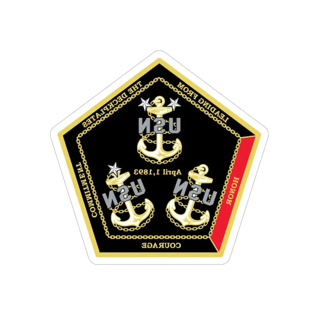 CPO Coin Octagon with 3 chiefs anchors (U.S. Navy) REVERSE PRINT Transparent Die-Cut STICKER 5 Inch Die-Cut Transparent - The Sticker Space