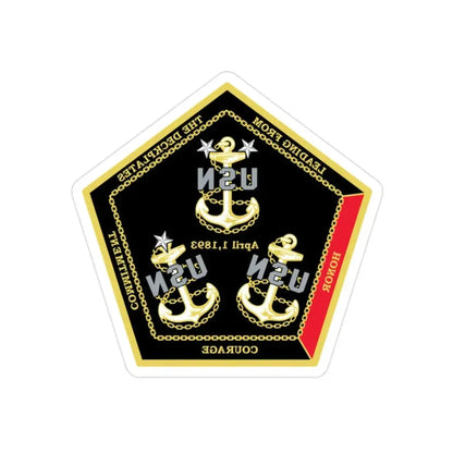 CPO Coin Octagon with 3 chiefs anchors (U.S. Navy) REVERSE PRINT Transparent Die-Cut STICKER - The Sticker Space