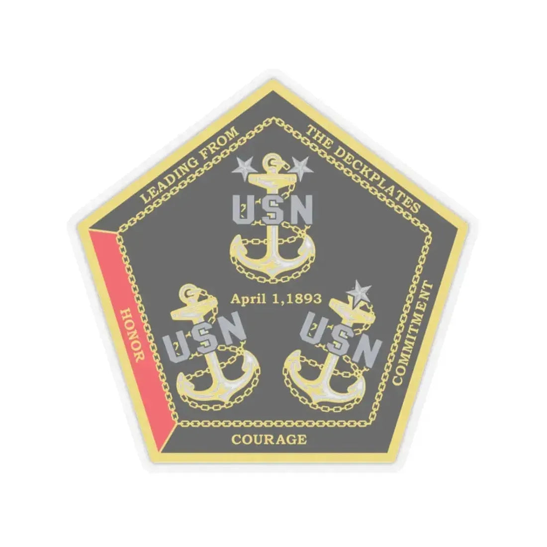 CPO Coin Octagon with 3 chiefs anchors (U.S. Navy) STICKER Vinyl Kiss-Cut Decal 3 Inch Transparent - The Sticker Space