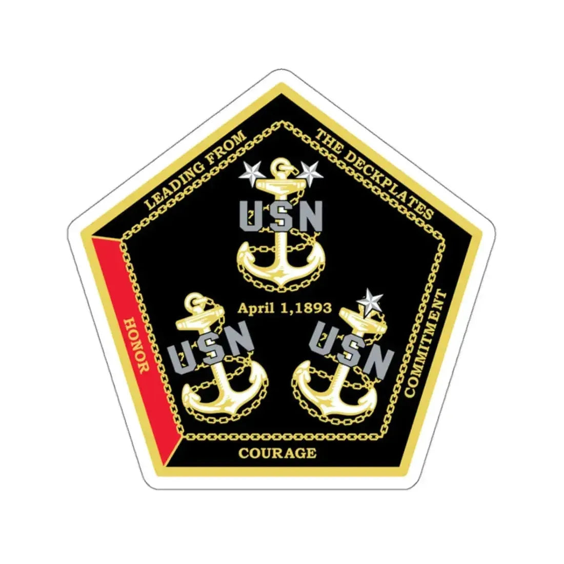 CPO Coin Octagon with 3 chiefs anchors (U.S. Navy) STICKER Vinyl Kiss-Cut Decal 3 Inch White - The Sticker Space