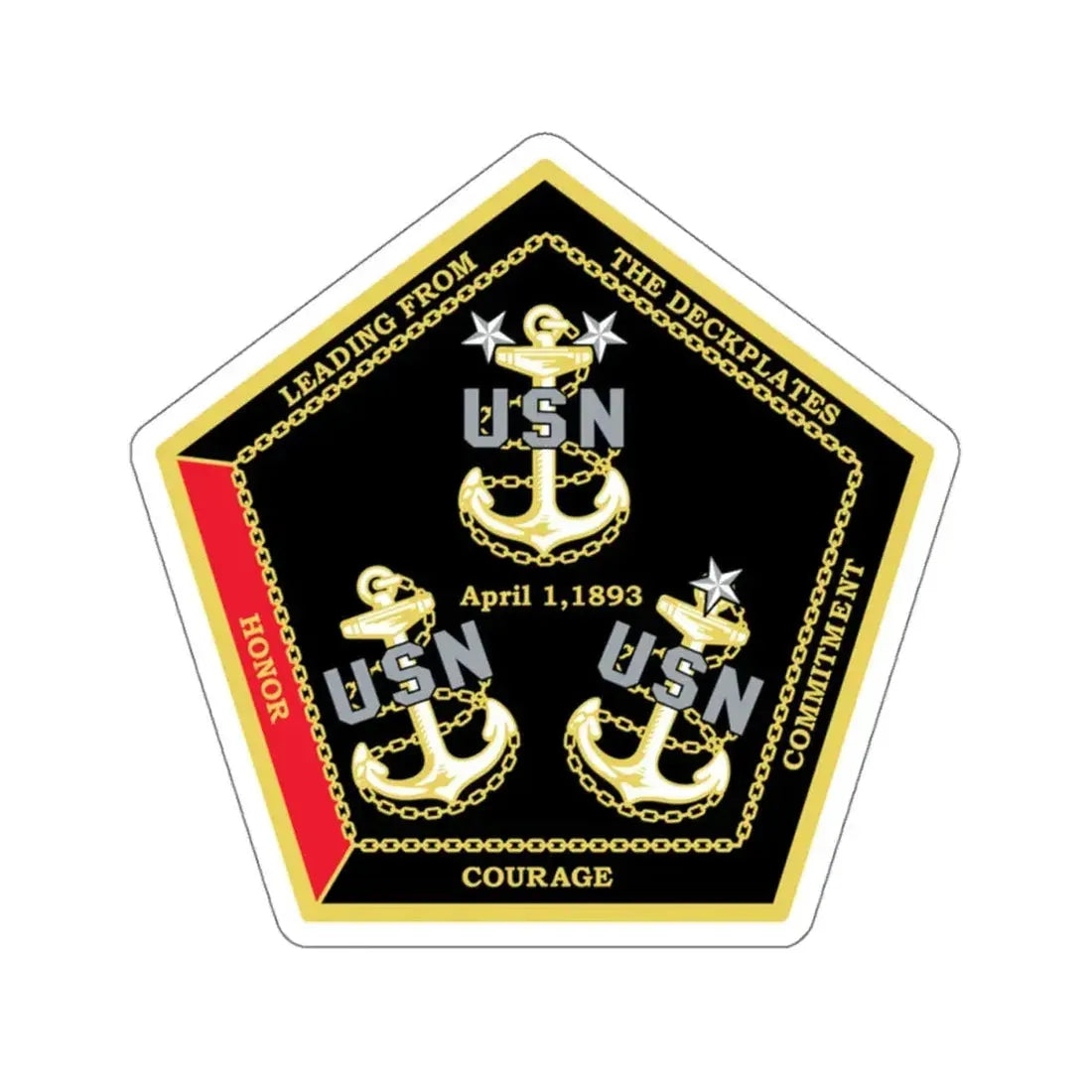 CPO Coin Octagon with 3 chiefs anchors (U.S. Navy) STICKER Vinyl Kiss-Cut Decal 4 Inch White - The Sticker Space
