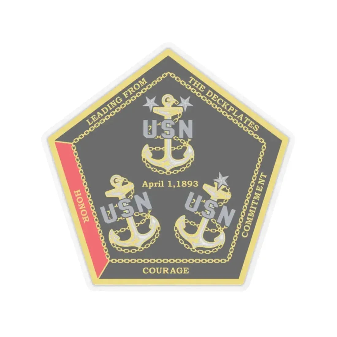 CPO Coin Octagon with 3 chiefs anchors (U.S. Navy) STICKER Vinyl Kiss-Cut Decal 6 Inch Transparent - The Sticker Space