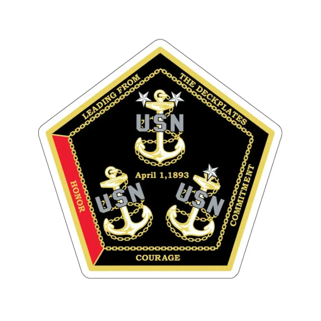 CPO Coin Octagon with 3 chiefs anchors (U.S. Navy) STICKER Vinyl Kiss-Cut Decal 6 Inch White - The Sticker Space