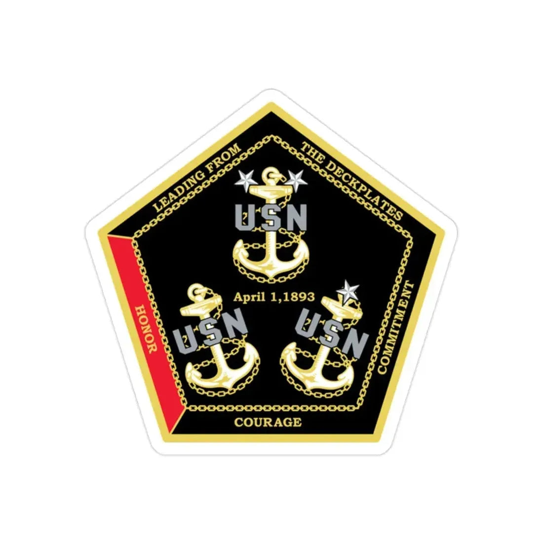 CPO Coin Octagon with 3 chiefs anchors (U.S. Navy) Transparent STICKER Die-Cut Vinyl Decal 2 Inch Transparent - The Sticker Space