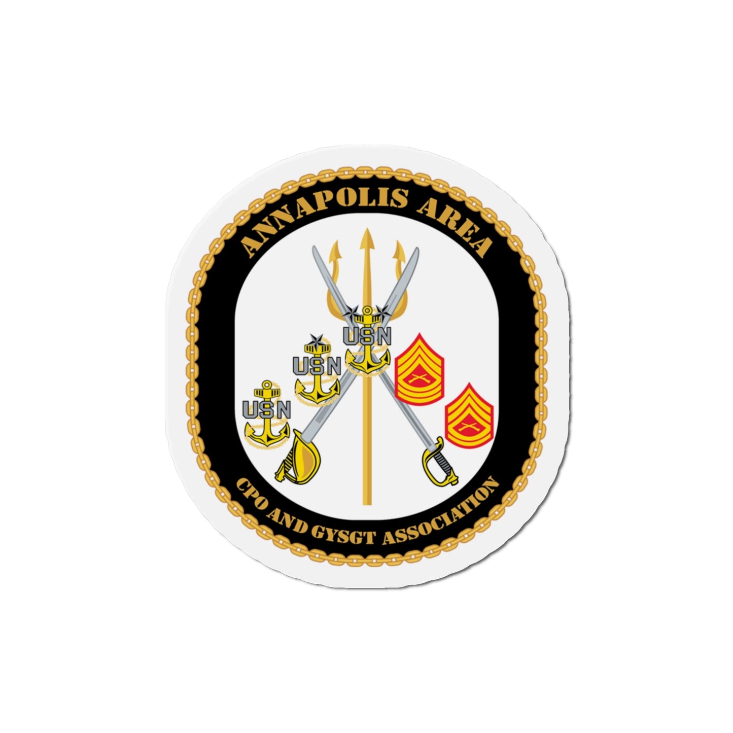 CPO & GySgt Assoc Annapolis Area (U.S. Navy) Die-Cut Magnet-4" x 4"-The Sticker Space