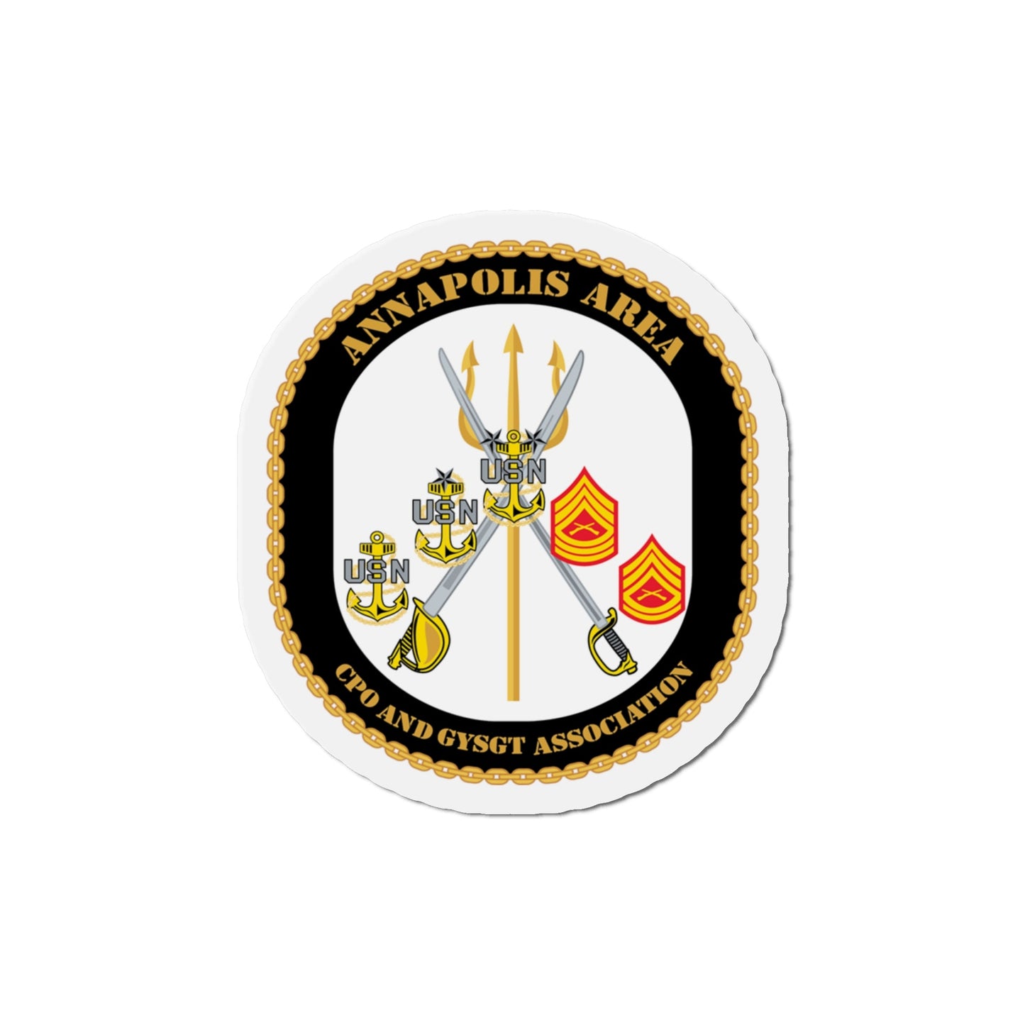 CPO & GySgt Assoc Annapolis Area (U.S. Navy) Die-Cut Magnet-6 × 6"-The Sticker Space