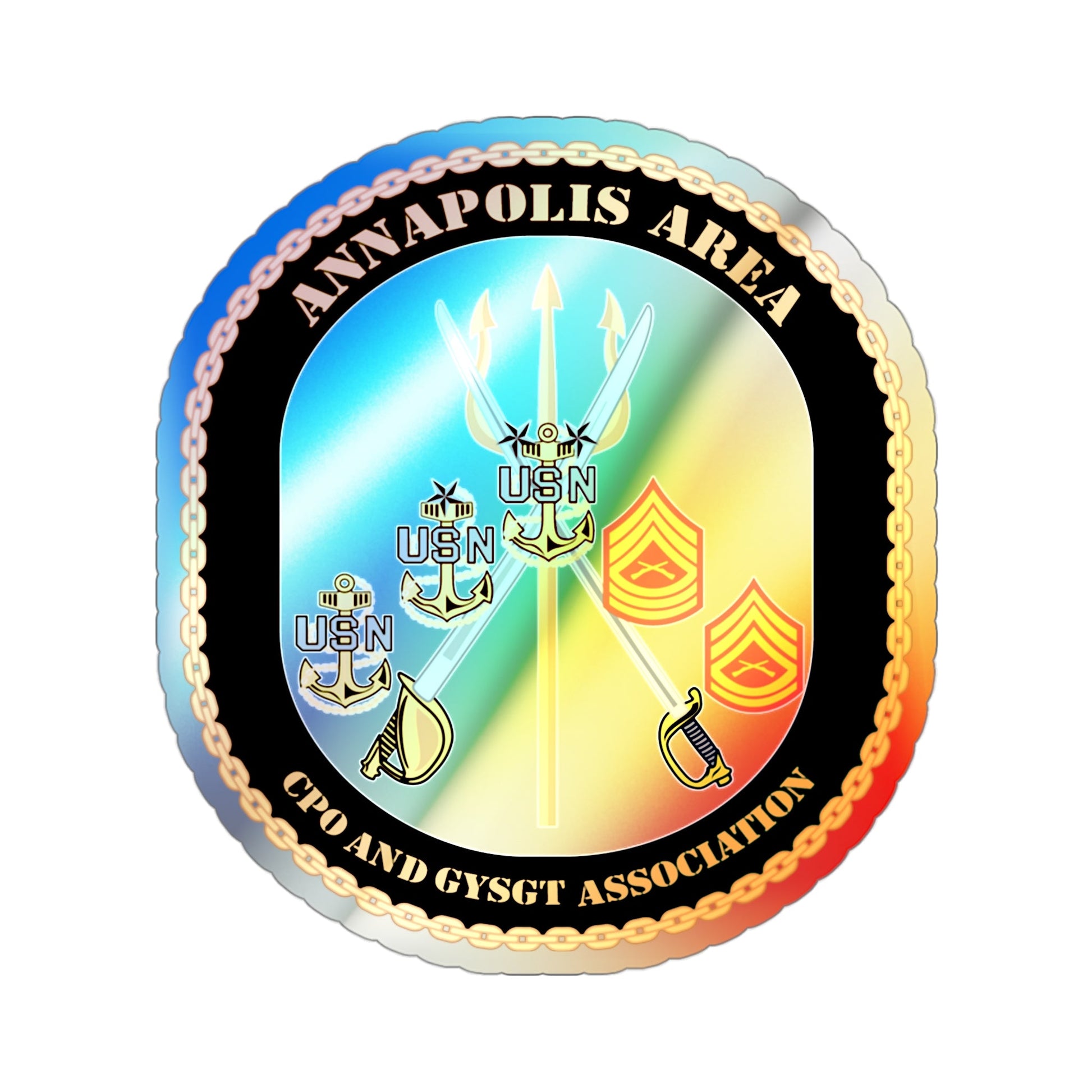 CPO & GySgt Assoc Annapolis Area (U.S. Navy) Holographic STICKER Die-Cut Vinyl Decal-3 Inch-The Sticker Space