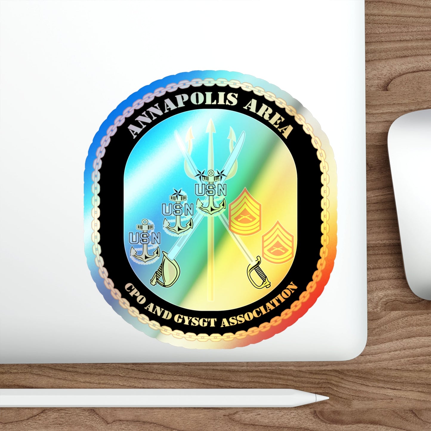 CPO & GySgt Assoc Annapolis Area (U.S. Navy) Holographic STICKER Die-Cut Vinyl Decal-The Sticker Space