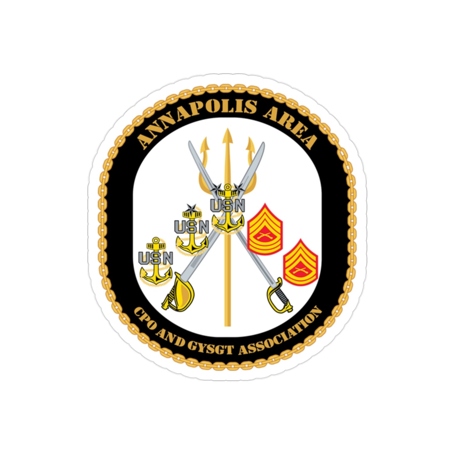 CPO & GySgt Assoc Annapolis Area (U.S. Navy) Transparent STICKER Die-Cut Vinyl Decal-2 Inch-The Sticker Space