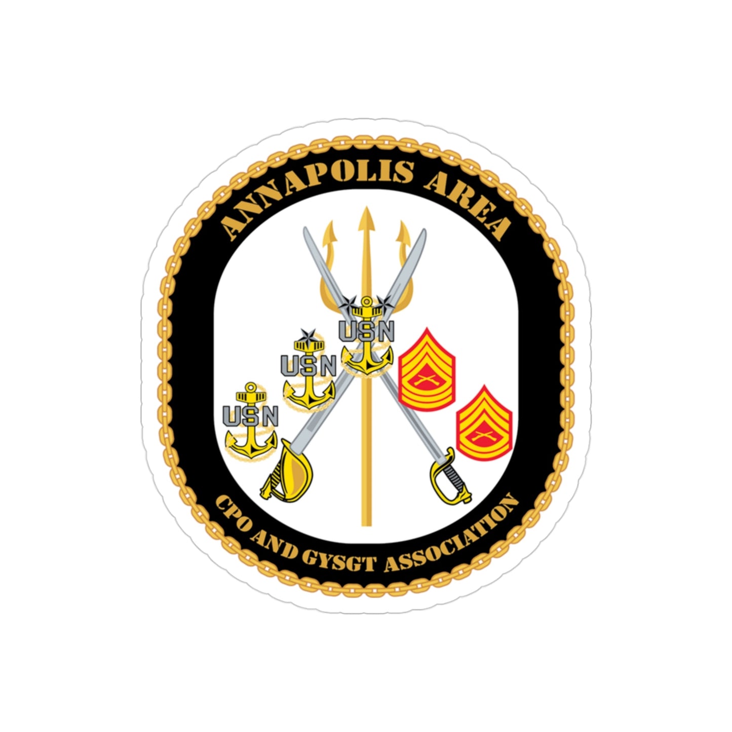 CPO & GySgt Assoc Annapolis Area (U.S. Navy) Transparent STICKER Die-Cut Vinyl Decal-3 Inch-The Sticker Space