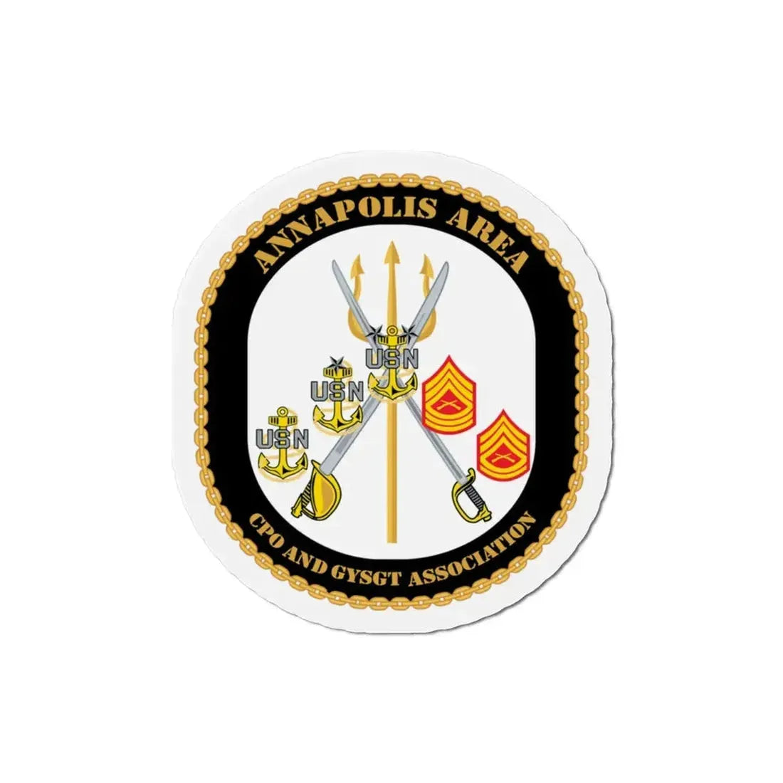 CPO & GySgt Assoc Annapolis Area (U.S. Navy) Refrigerator Magnet 3 Inch - The Sticker Space
