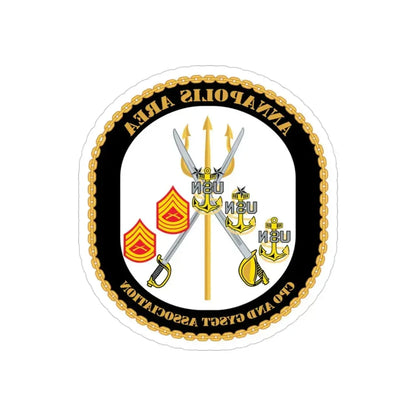 CPO & GySgt Assoc Annapolis Area (U.S. Navy) REVERSE PRINT Transparent Die-Cut STICKER 3 Inch Die-Cut Transparent - The Sticker Space