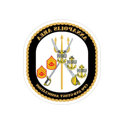 CPO & GySgt Assoc Annapolis Area (U.S. Navy) REVERSE PRINT Transparent Die-Cut STICKER 4 Inch Die-Cut Transparent - The Sticker Space