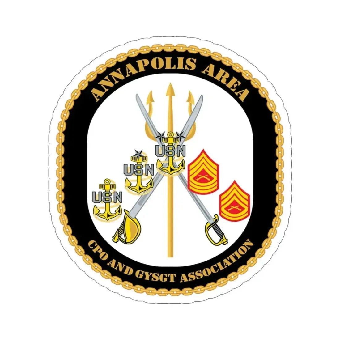CPO & GySgt Assoc Annapolis Area (U.S. Navy) STICKER Vinyl Die-Cut Decal - The Sticker Space