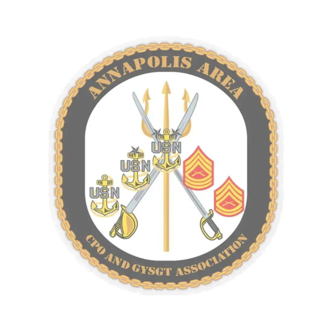 CPO & GySgt Assoc Annapolis Area (U.S. Navy) STICKER Vinyl Kiss-Cut Decal 2 Inch Transparent - The Sticker Space
