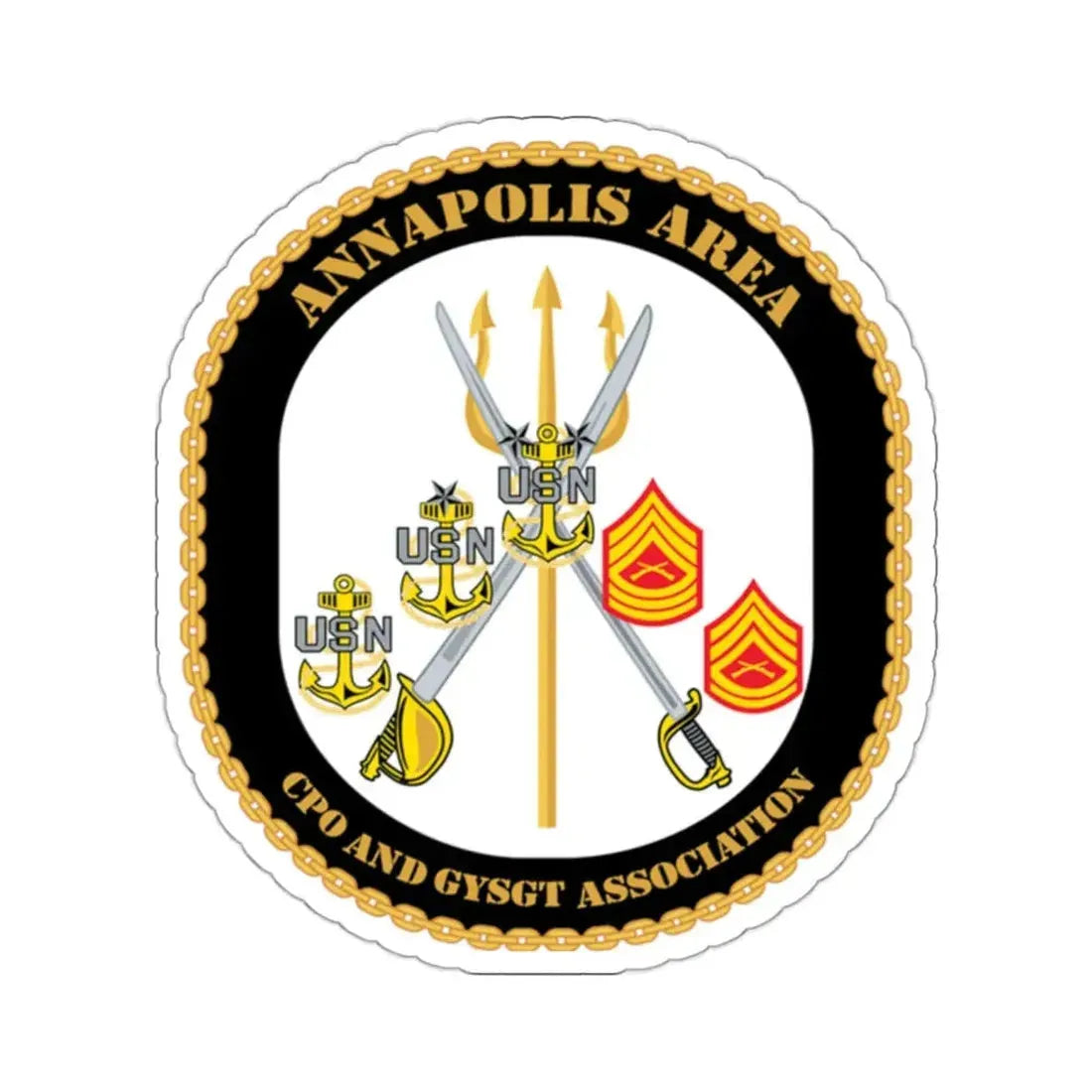 CPO & GySgt Assoc Annapolis Area (U.S. Navy) STICKER Vinyl Kiss-Cut Decal 2 Inch White - The Sticker Space