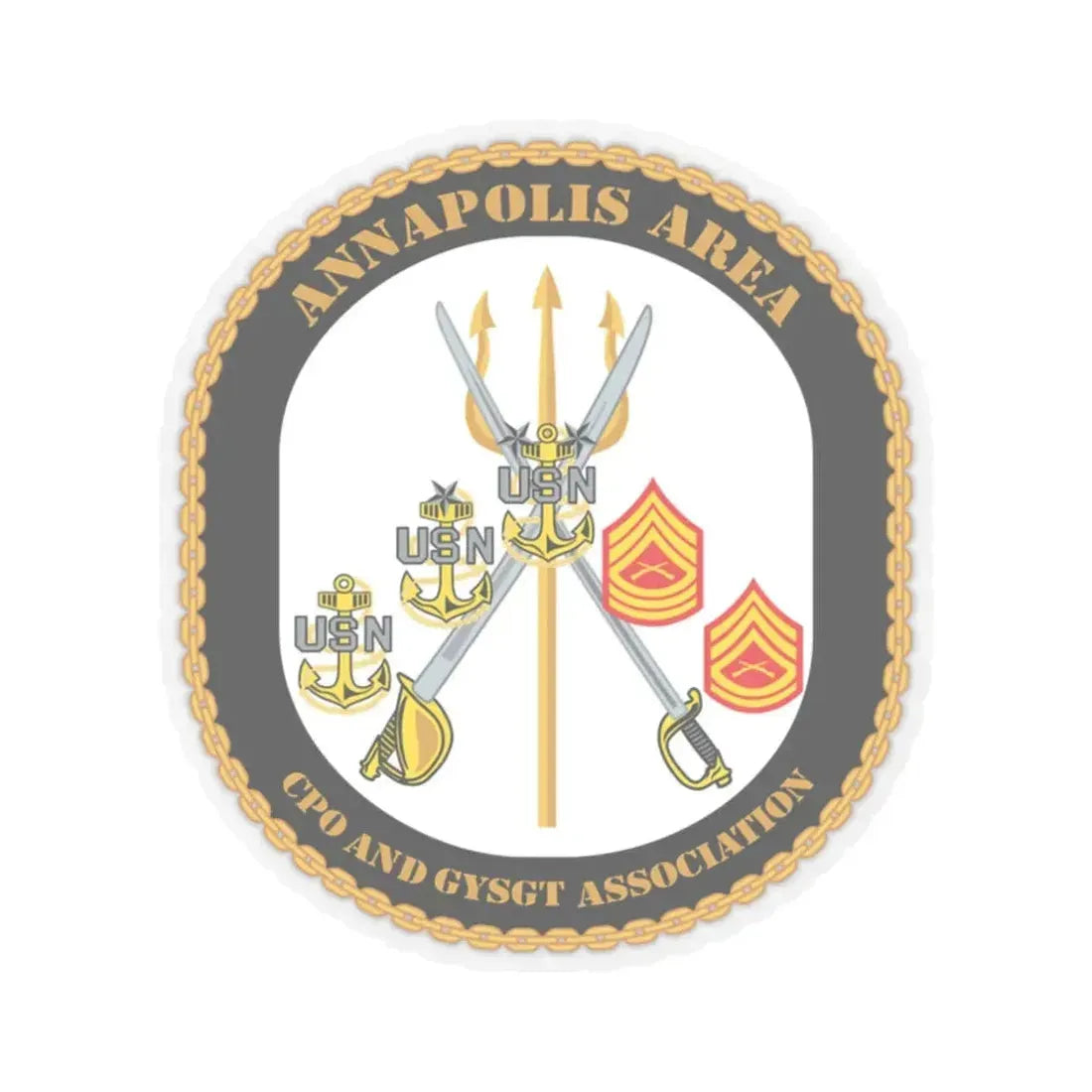 CPO & GySgt Assoc Annapolis Area (U.S. Navy) STICKER Vinyl Kiss-Cut Decal 3 Inch Transparent - The Sticker Space