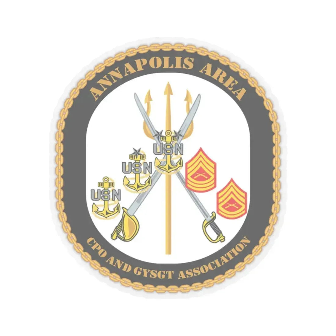 CPO & GySgt Assoc Annapolis Area (U.S. Navy) STICKER Vinyl Kiss-Cut Decal 4 Inch Transparent - The Sticker Space
