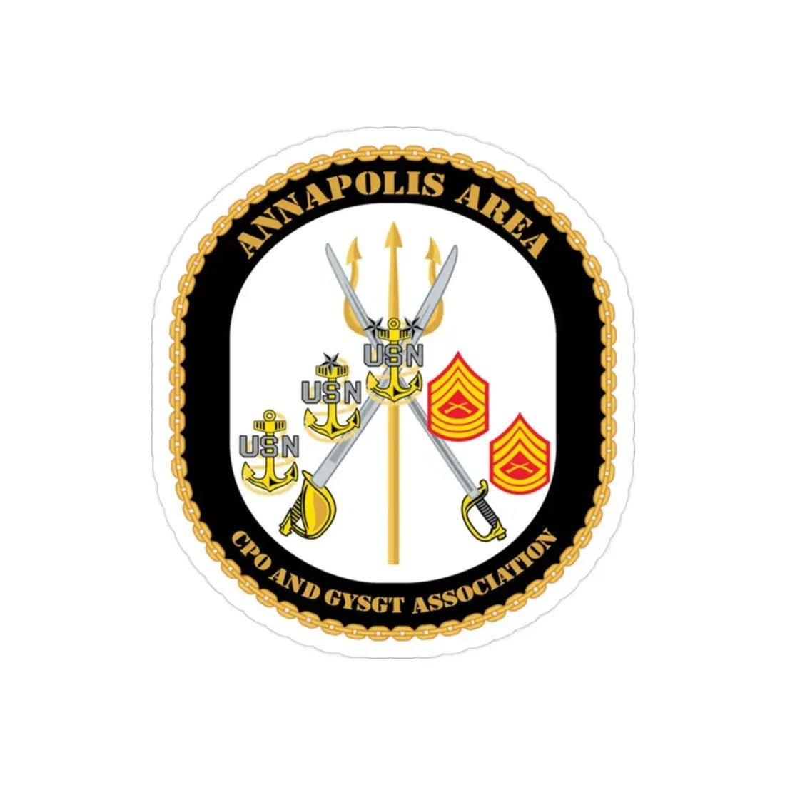 CPO & GySgt Assoc Annapolis Area (U.S. Navy) Transparent STICKER Die-Cut Vinyl Decal 2 Inch Transparent - The Sticker Space