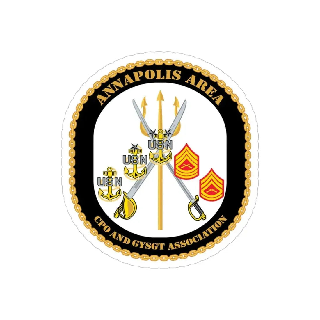 CPO & GySgt Assoc Annapolis Area (U.S. Navy) Transparent STICKER Die-Cut Vinyl Decal 4 Inch Transparent - The Sticker Space