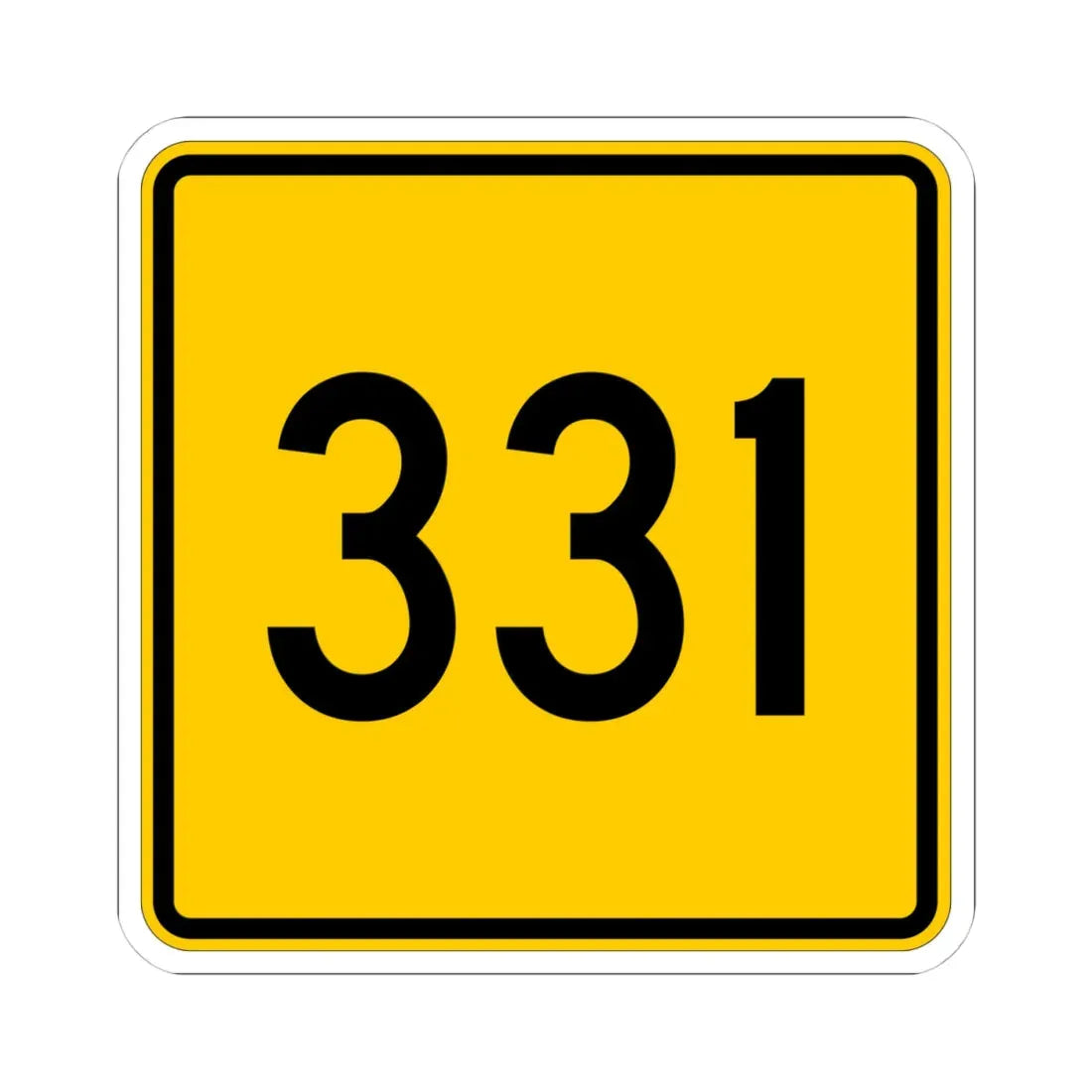 CR 331 jct yellow (Ohio) (Road Sign) STICKER Vinyl Kiss-Cut Decal 4 Inch White - The Sticker Space