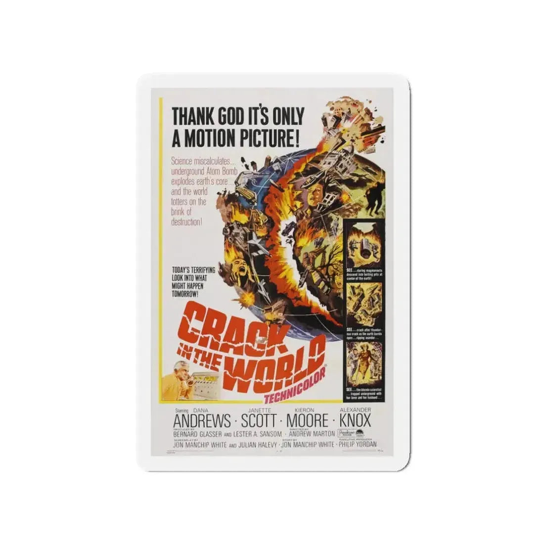 CRACK IN THE WORLD 1960 Movie Poster - Refrigerator Magnet 3 Inch - The Sticker Space
