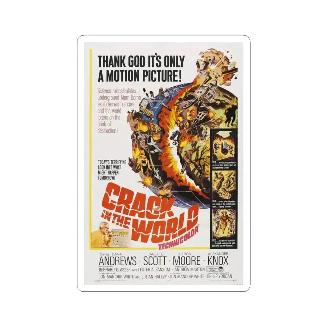 CRACK IN THE WORLD 1960 Movie Poster - STICKER Vinyl Kiss-Cut Decal 3 Inch White - The Sticker Space