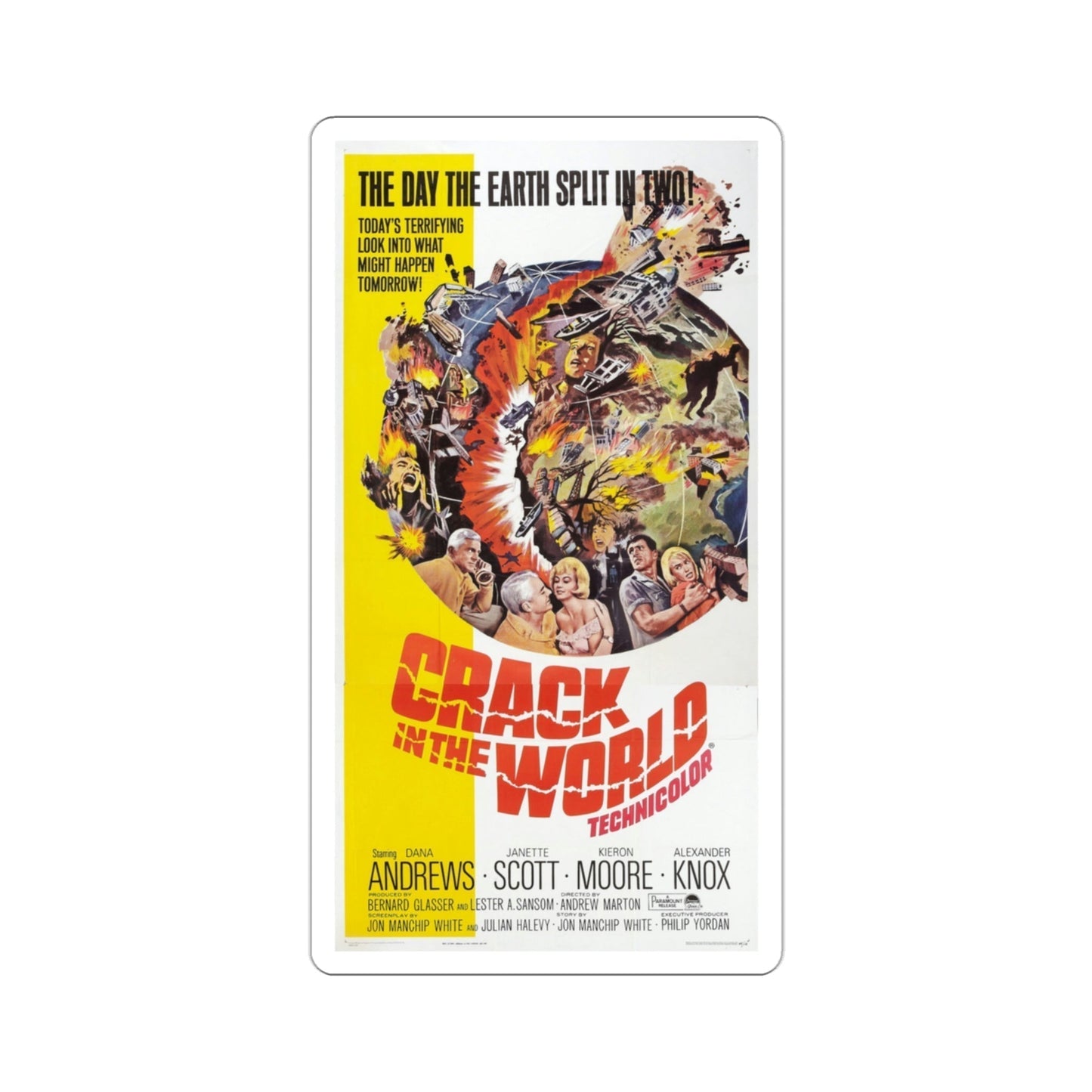 Crack in the World 1965 Movie Poster STICKER Vinyl Die-Cut Decal-3 Inch-The Sticker Space