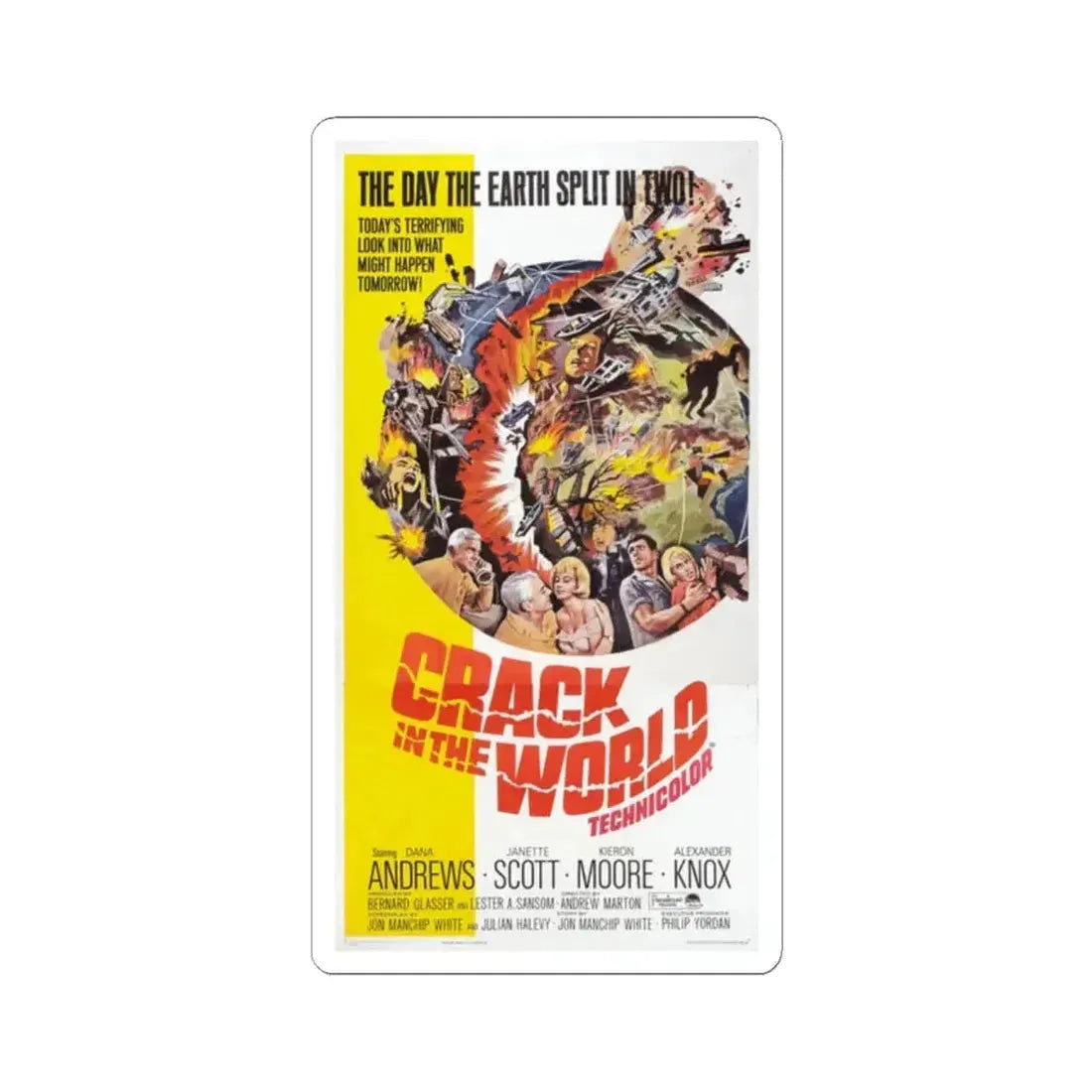 Crack in the World 1965 Movie Poster - STICKER Vinyl Kiss-Cut Decal 2 Inch White - The Sticker Space