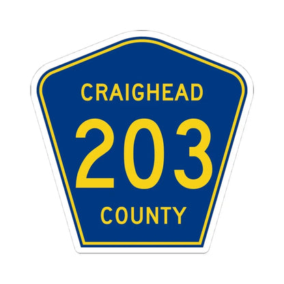 Craighead County Route 203 AR (Arkansas) (Road Sign) STICKER Vinyl Kiss-Cut Decal 4 Inch White - The Sticker Space